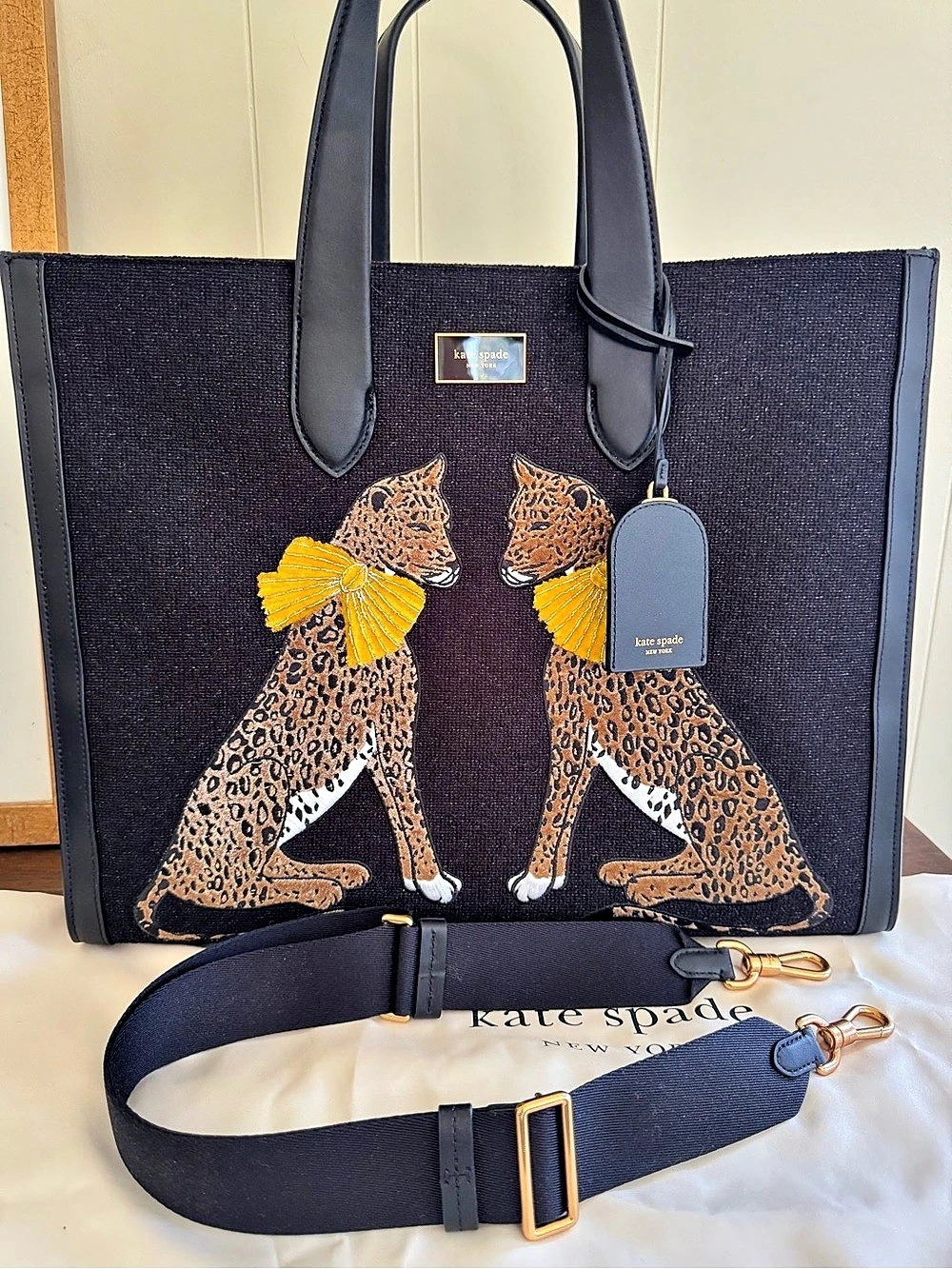 Kate Spade Manhattan Lady Leopard Embroidered Large Tote - Excellent Condition!